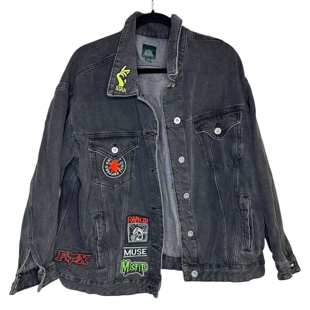 Wild‎ Fable Jean Jacket With Patches Bands Rock Alternative Grunge Size XXL